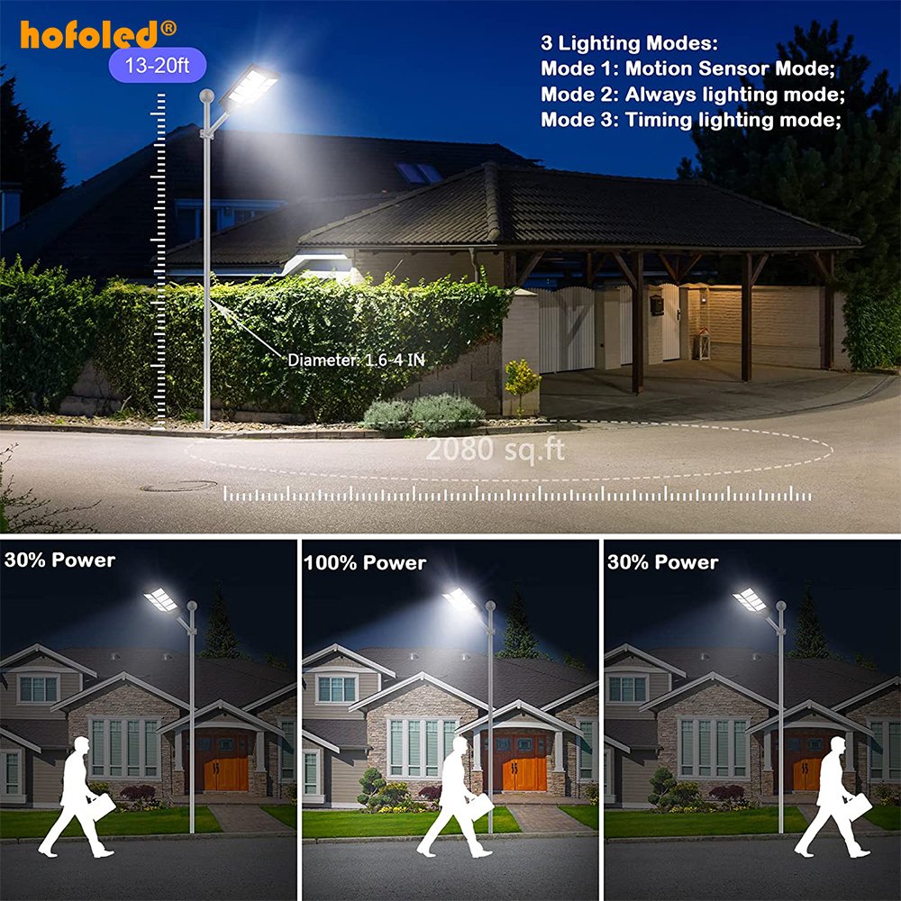 HOFOLED Aluminum Outdoor Solar Street Lamp With Remote Control Waterproof Garden 2000W 600W 800W 1000W Solar Street Light