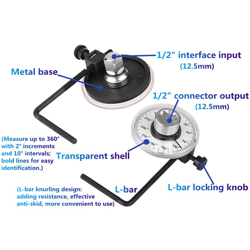Professional 360 Degree Adjustable 1/2\" Drive Torque Meter Wrench Set Metal & Plastic Material for Car Application