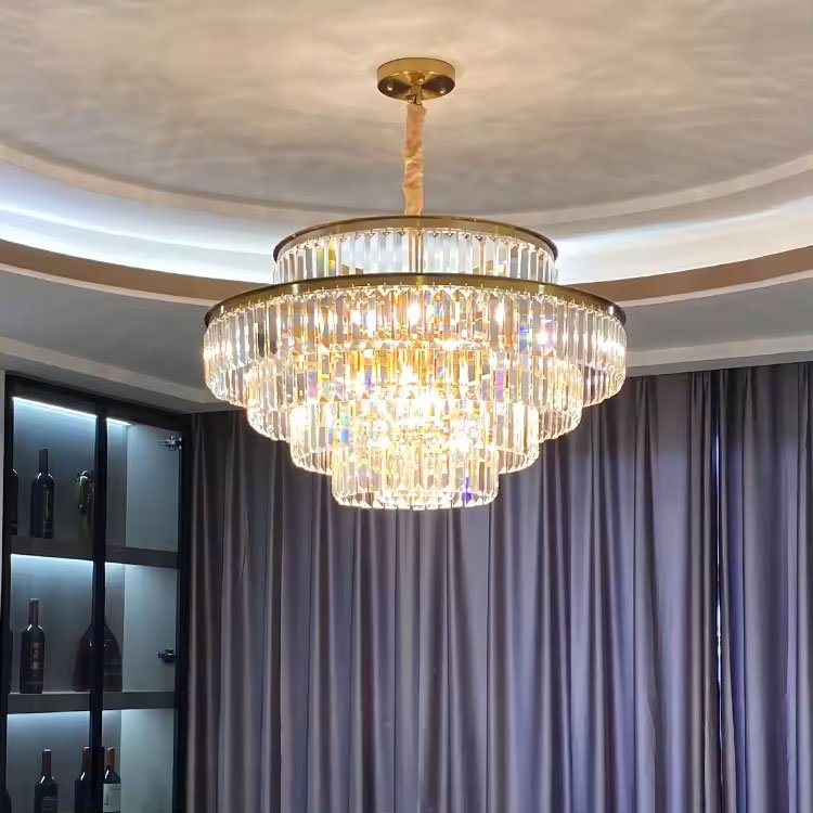 Metal Plating Gold Crystal Ceiling Lights Living Room Hotel Lobby Luxury Modern Chandelier Lighting