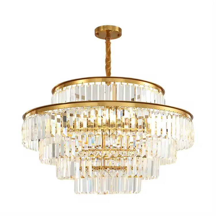 Metal Plating Gold Crystal Ceiling Lights Living Room Hotel Lobby Luxury Modern Chandelier Lighting
