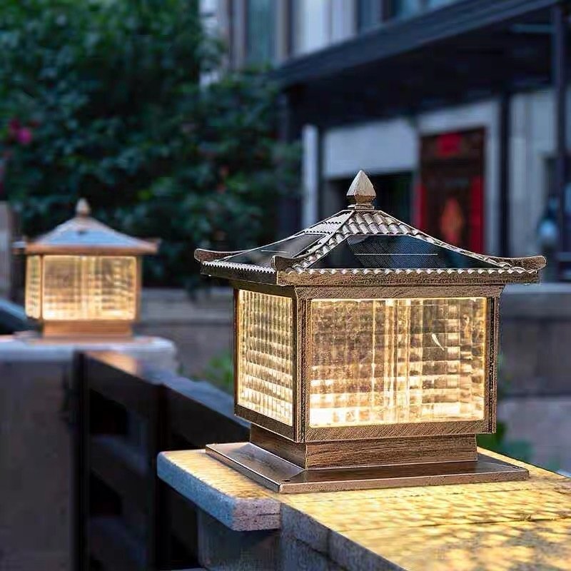 Solar Column Fence Light Outdoor Modern Style Front Door 3000K 6500K Solar Column Light Solar Courtyard Light