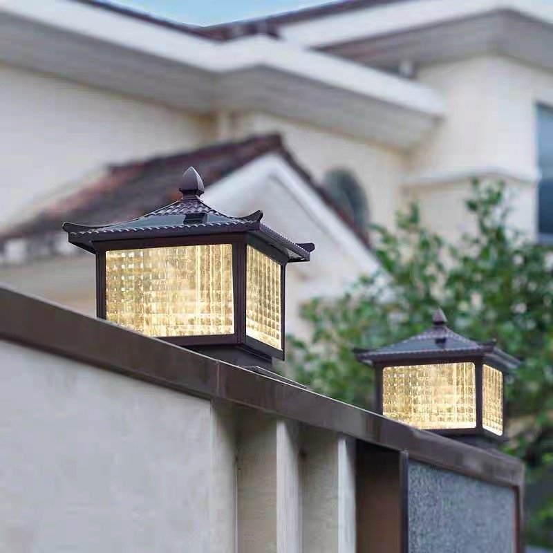 Solar Column Fence Light Outdoor Modern Style Front Door 3000K 6500K Solar Column Light Solar Courtyard Light
