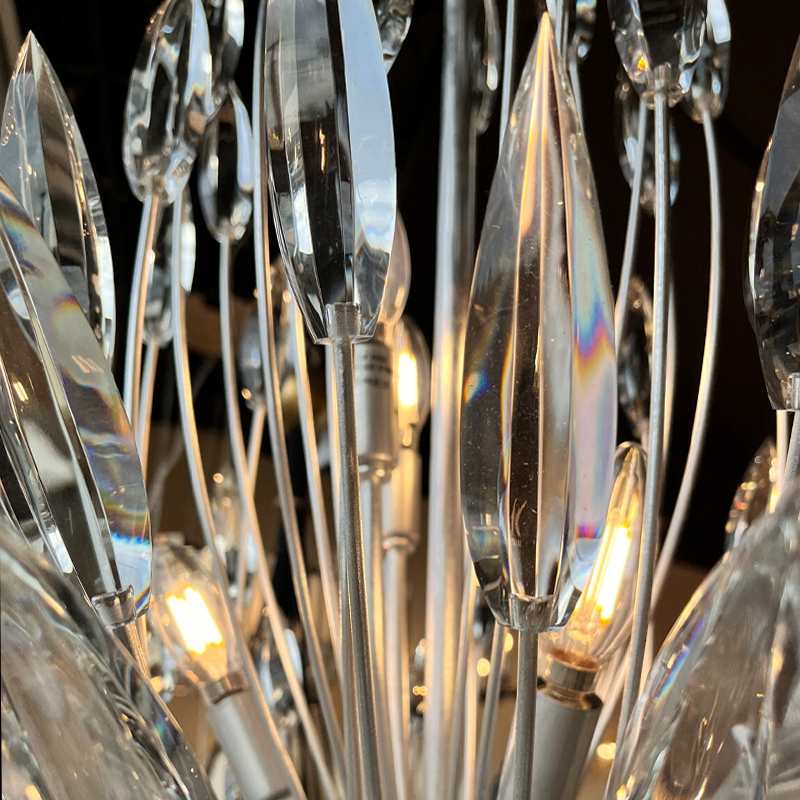 Factory Suppliers Modern Design Indoor K9 Crystal Flower Chandelier Hotel Villa Gold Metal Hanging Crystal Chandelier