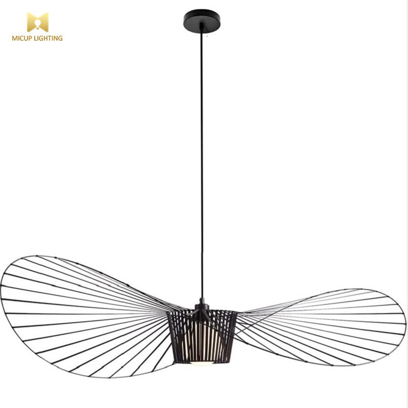 Designer Modern Simple French Straw Hat Lamp Large Living Room Hat Lamp Nordic Dining Room Straw Hat Chandelier