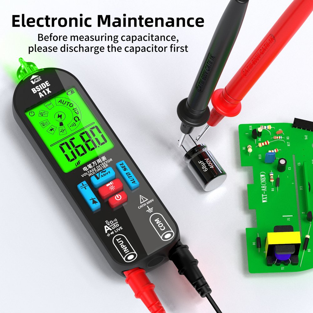 BSIDE-A1X Handheld Digital Multimeter Electric Test Pen USB Charging Non-Contact Voltage Detection Test Meter with Auto Ranging