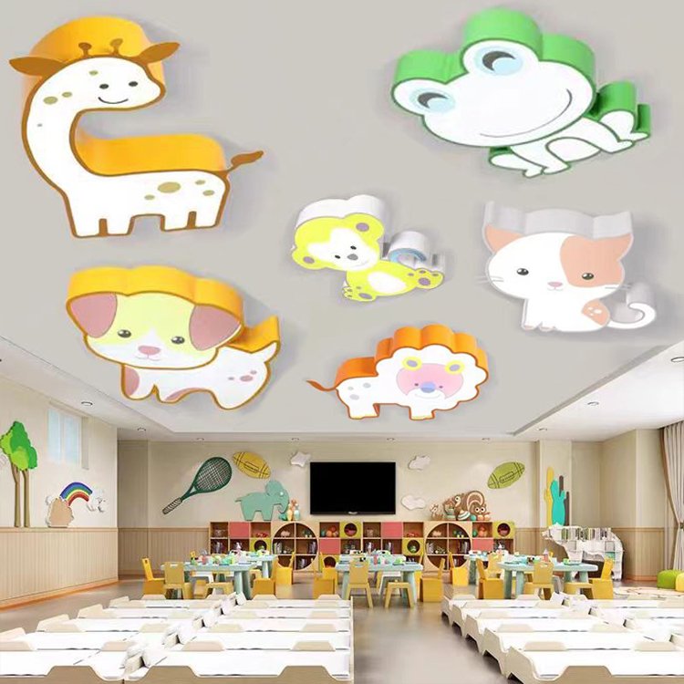 Children's Room Cartoon Ceiling Light LED Animal White Light Classroom Kindergarten Early Education Center Decorative Chandelier