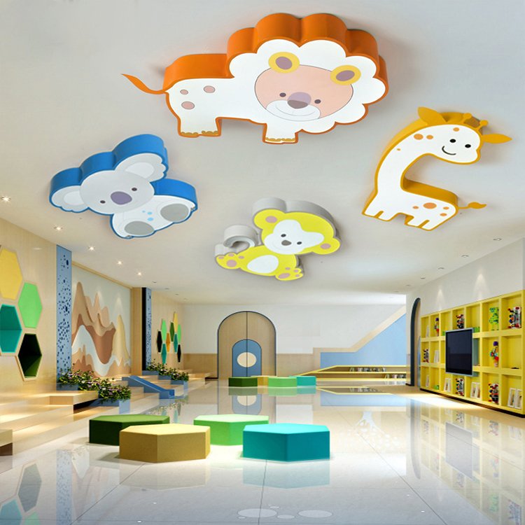 Children's Room Cartoon Ceiling Light LED Animal White Light Classroom Kindergarten Early Education Center Decorative Chandelier