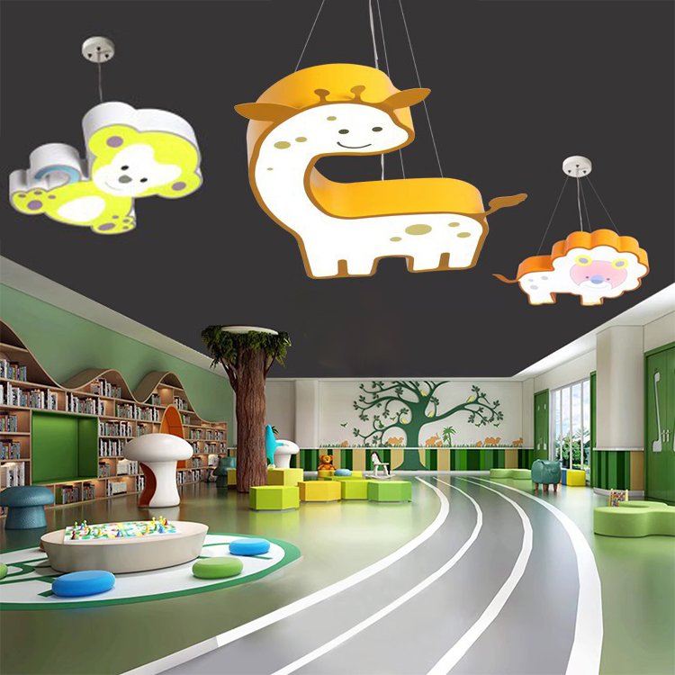 Children's Room Cartoon Ceiling Light LED Animal White Light Classroom Kindergarten Early Education Center Decorative Chandelier