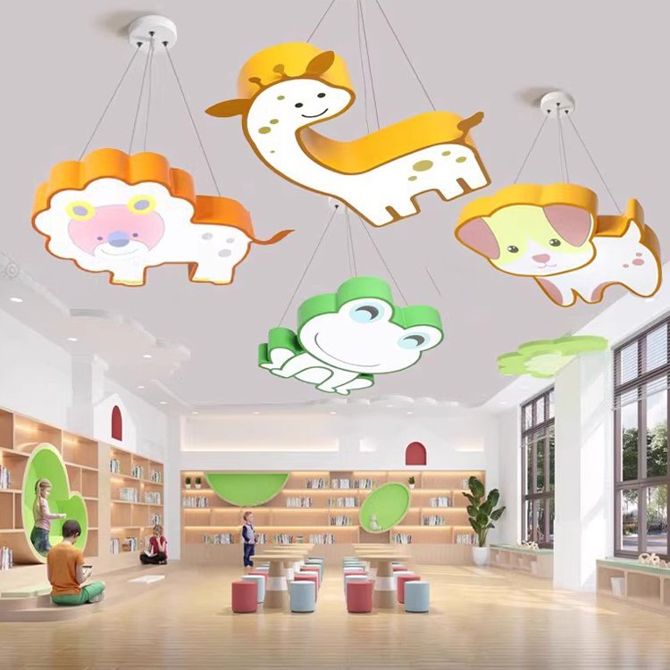 Children's Room Cartoon Ceiling Light LED Animal White Light Classroom Kindergarten Early Education Center Decorative Chandelier