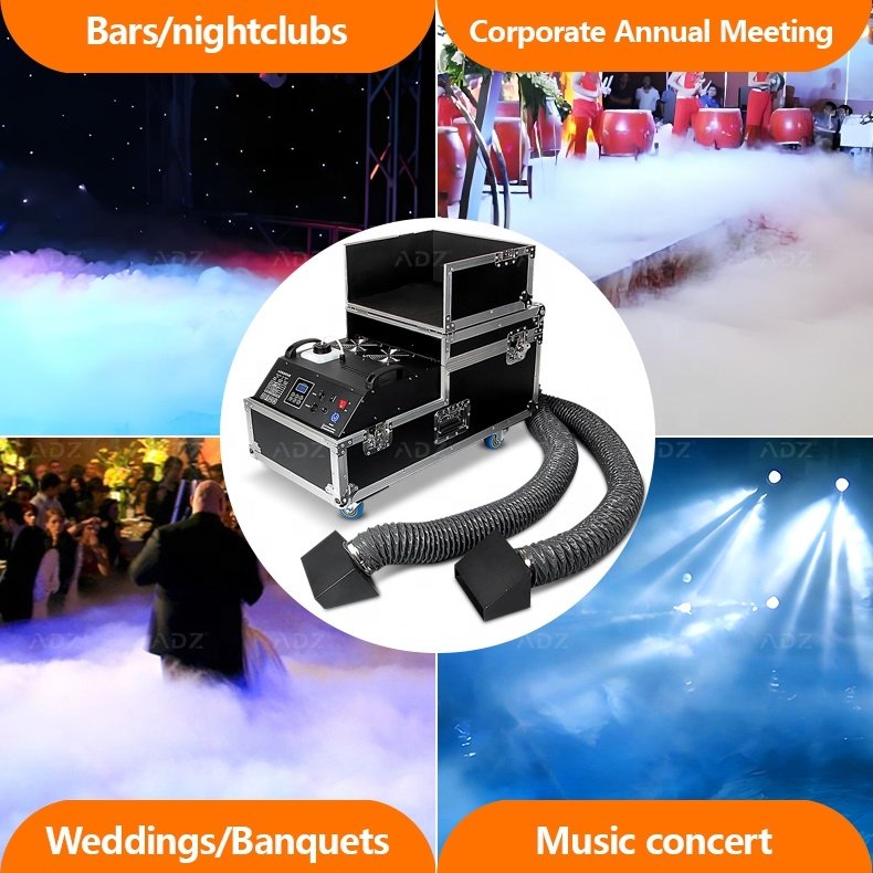 ADZ 2000w 3000W 4000w Water Low Lying Fog Machine DMX Smoke Hazer Machine With Flight Case Stage Performance Mist Haze Machine