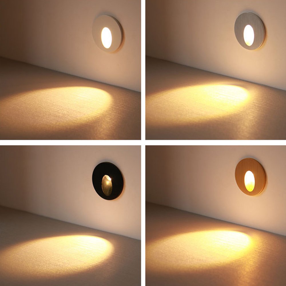 LED Corner Light Round square Stair Step Recessed Interior Bedroom Bathroom Corridor Aisle Corner Step Light