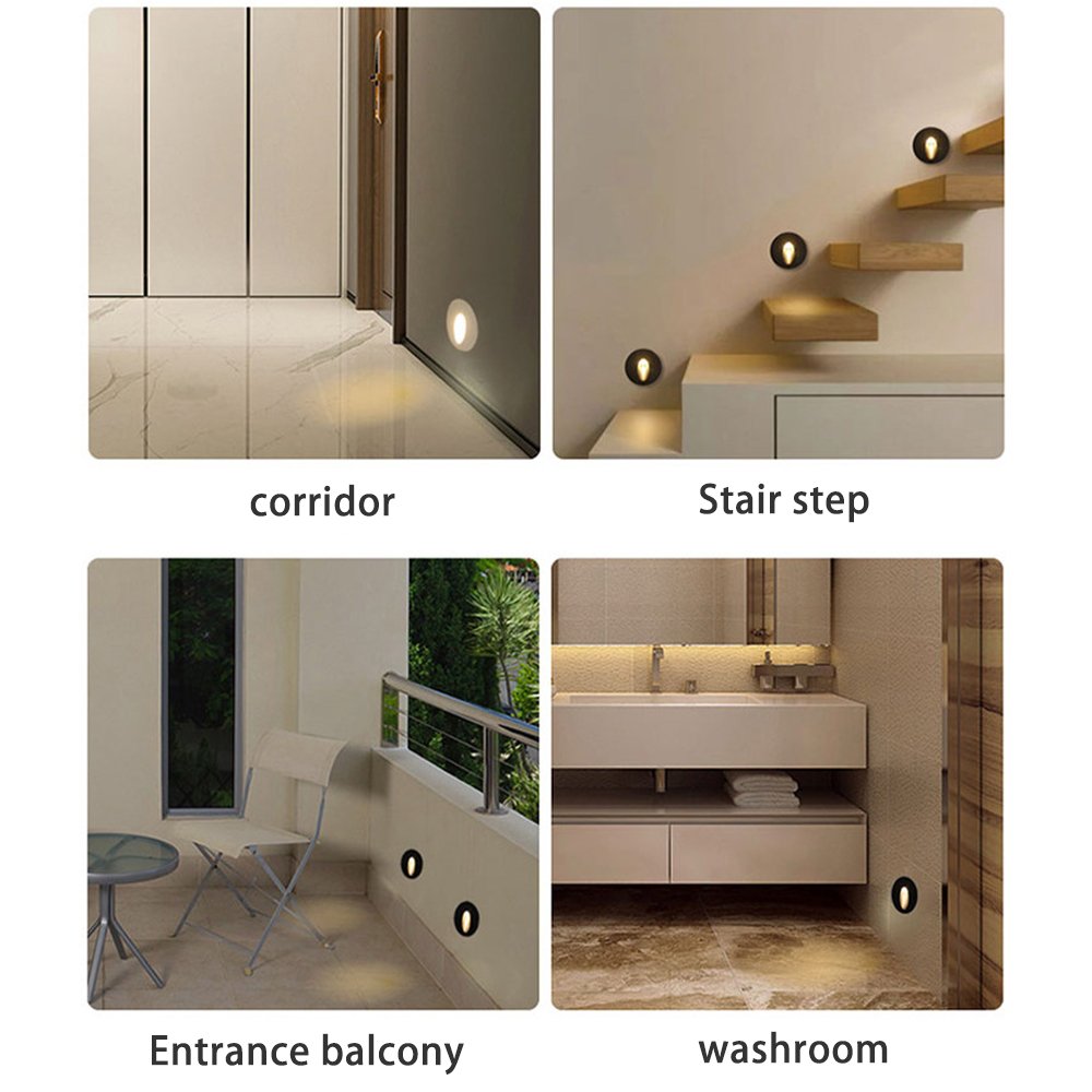 LED Corner Light Round square Stair Step Recessed Interior Bedroom Bathroom Corridor Aisle Corner Step Light
