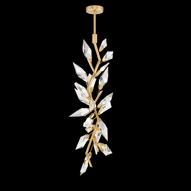Custom Brass Crystal Tree Branch Modern Luxury Large Chandelier Design American Design Crystal Gold Leaf Branch Pendant Lights