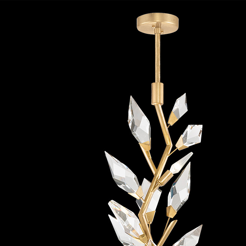 Custom Brass Crystal Tree Branch Modern Luxury Large Chandelier Design American Design Crystal Gold Leaf Branch Pendant Lights