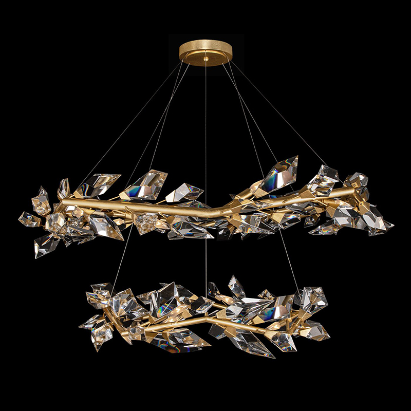 Custom Indoor High End Living Room Dining Room Staircase Luxury K9 Crystal Hanging Modern Gold Crystal Linear Pendant Lights
