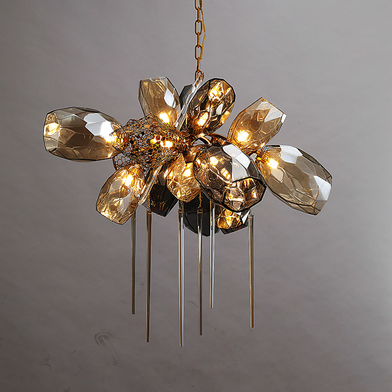 Modern Creative Duplex Decoration Living Room Restaurant Stainless Steel Glass Ceiling Luxury K9 Crystal Chandelier