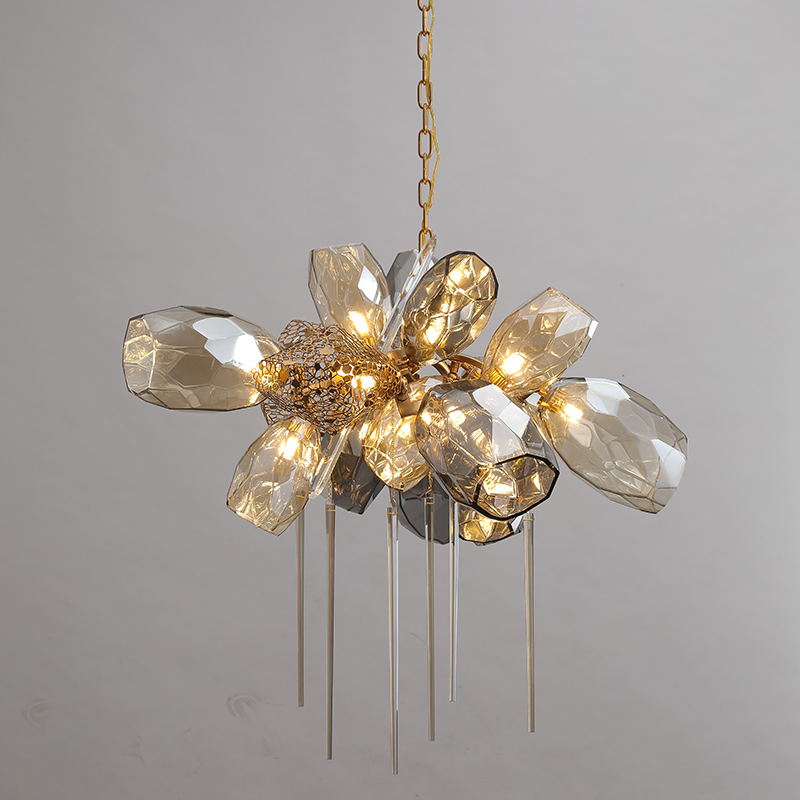 Modern Creative Duplex Decoration Living Room Restaurant Stainless Steel Glass Ceiling Luxury K9 Crystal Chandelier