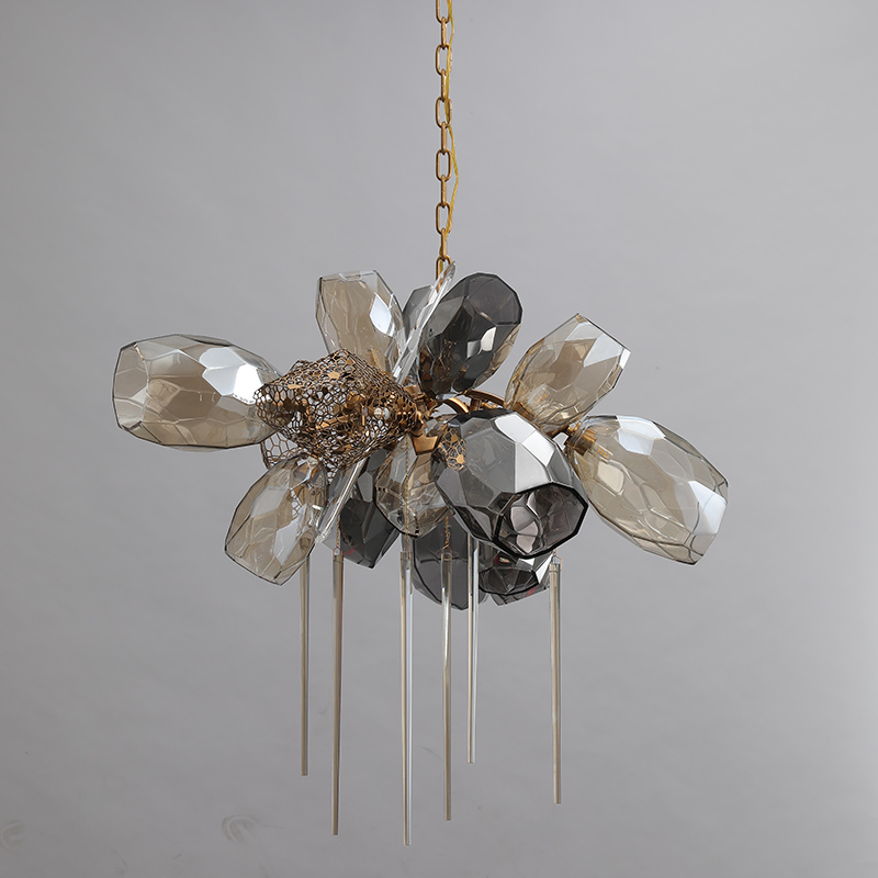Modern Creative Duplex Decoration Living Room Restaurant Stainless Steel Glass Ceiling Luxury K9 Crystal Chandelier