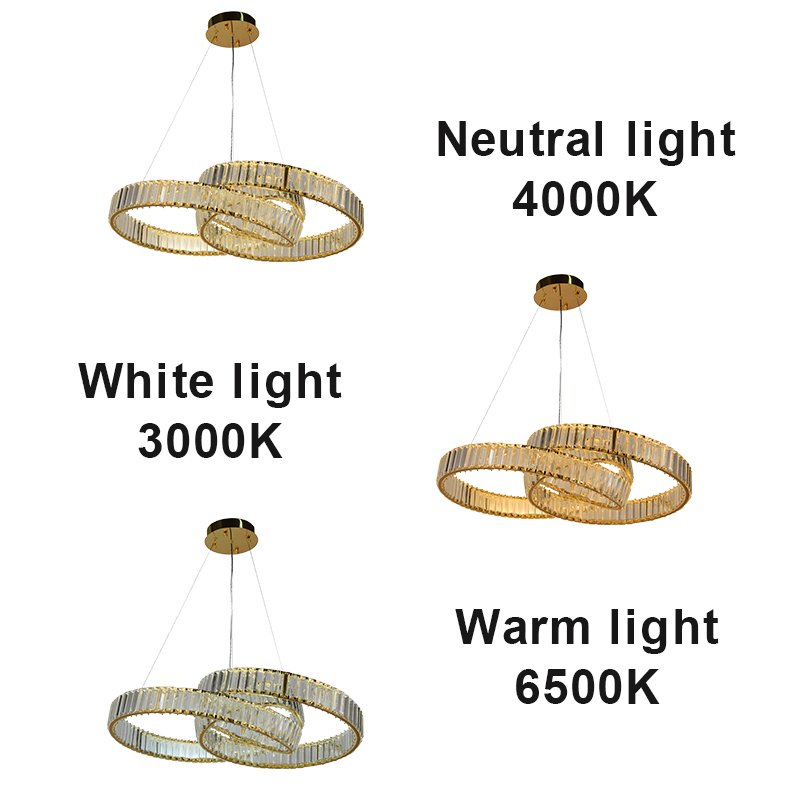 Modern Led Living Room Circle Crystal Pendant Lighting Hotel Villa New Design Ring Round Chandelier