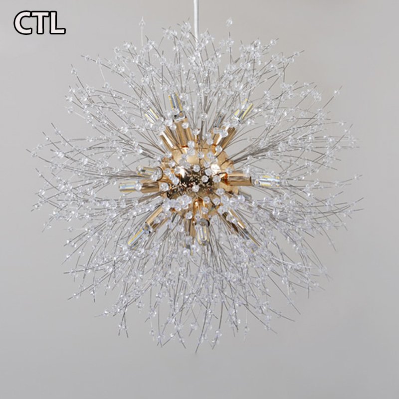 Kitchen Round Metal Gold Pendant Light Decorative Hanging Lamp Living Room Large Modern Luxury K9 Crystal Chandelier