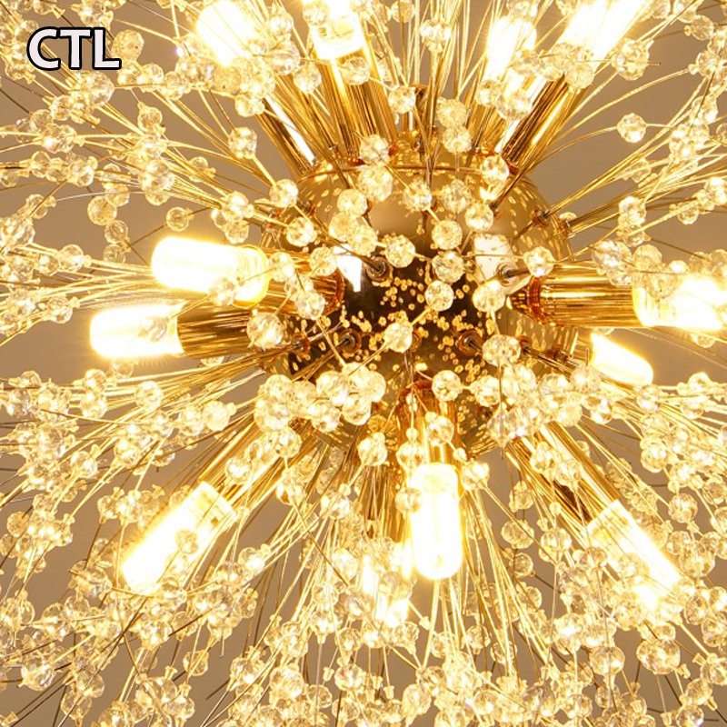 Kitchen Round Metal Gold Pendant Light Decorative Hanging Lamp Living Room Large Modern Luxury K9 Crystal Chandelier
