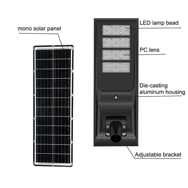 Manufacturer Design High Lumen 40w 50w 60w 80w Auto Sensor Aluminum IP67 Waterproof Outdoor Integrated Led Solar Street Lamp