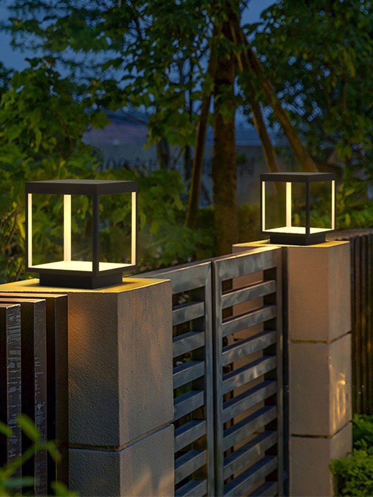 Modern Style Solar Pillar Mount Light Household Main Gate Lights Outdoor Garden Park Landscape Post Top Lighting