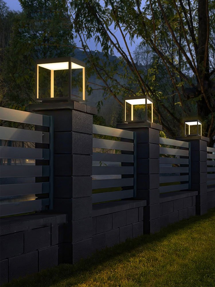 Modern Style Solar Pillar Mount Light Household Main Gate Lights Outdoor Garden Park Landscape Post Top Lighting