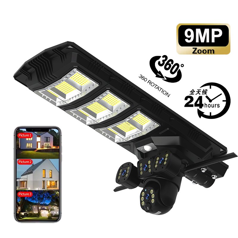 Omsen 450W All in One Integrated Solar Camera With Cctv Camera 4G Wifi Sim Card Street Light Solar Panels Lithium Battery