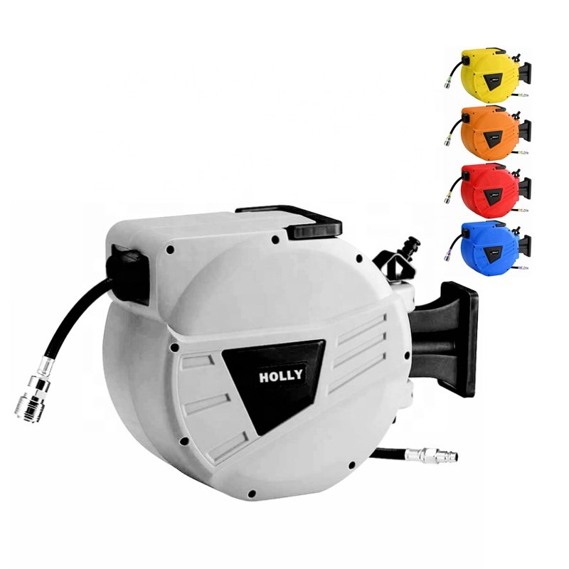 Automatic Compress Air Hose Drum 15 M + 1.5 M Pipe Reel 1/4 " Inch Connection Air Tool Wall Ceiling Hose Reel Rack Air Hose Reel