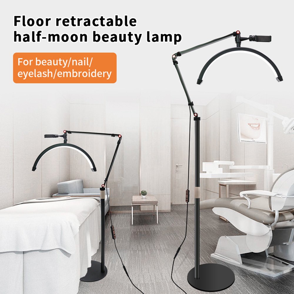 Hot Sales Dimmable Floor Lamp Beauty Ring Light Half Moon Led Moon Beauty Light Landing Led Lamp Eyelashes Extensions