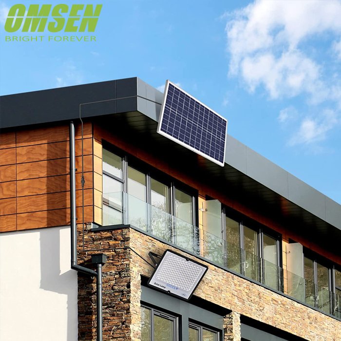 Omsen Sale Outdoor 100W Sunlight Solar Projector Floodlight Reflectors With Remote Control Motion Sensor for Garden