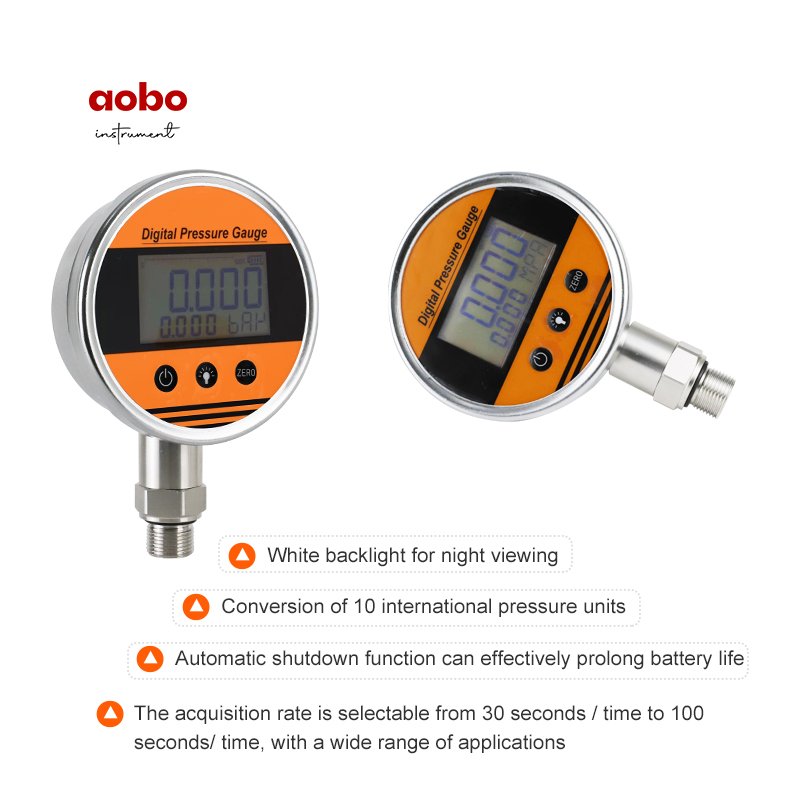 Factory Price Digital Engine Fuel Pressure Gauge 5 Digits LCD Display Stainless Steel Case 100mm Hydraulic Manometer