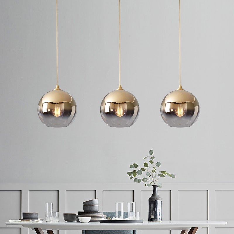 Round Ball Design Nordic Modern Pendant Light Kitchen Island Gold Luxury Single Hanging Glass Chandelier