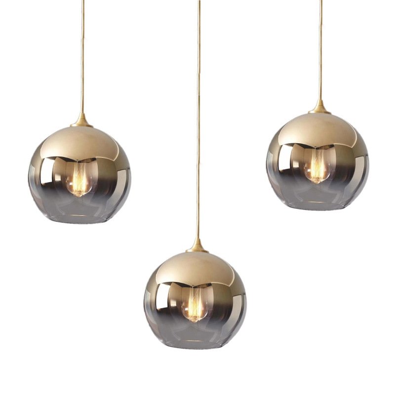 Round Ball Design Nordic Modern Pendant Light Kitchen Island Gold Luxury Single Hanging Glass Chandelier
