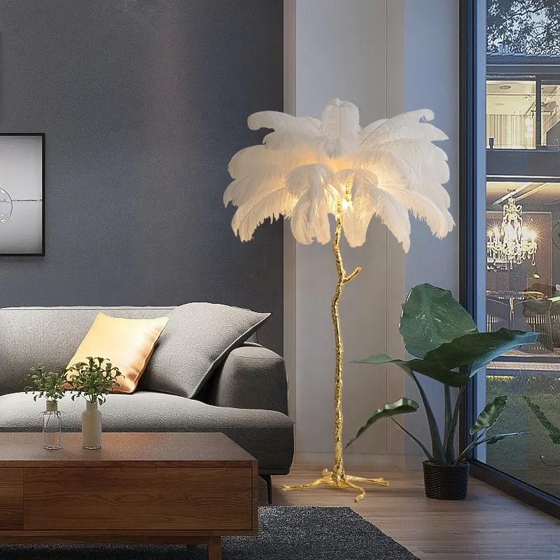 ECOJAS Home Decoration Modern Tree Standard Lights Feather Floor Lamp for Hotel for Living Room