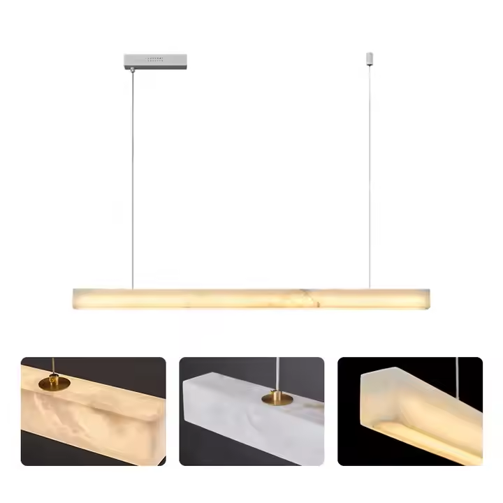 Alabaster Dining Table Design Chandelier Restaurant Kitchen Bar Minimalist Decoration Marble Pendant Light Coffee Hanging Light