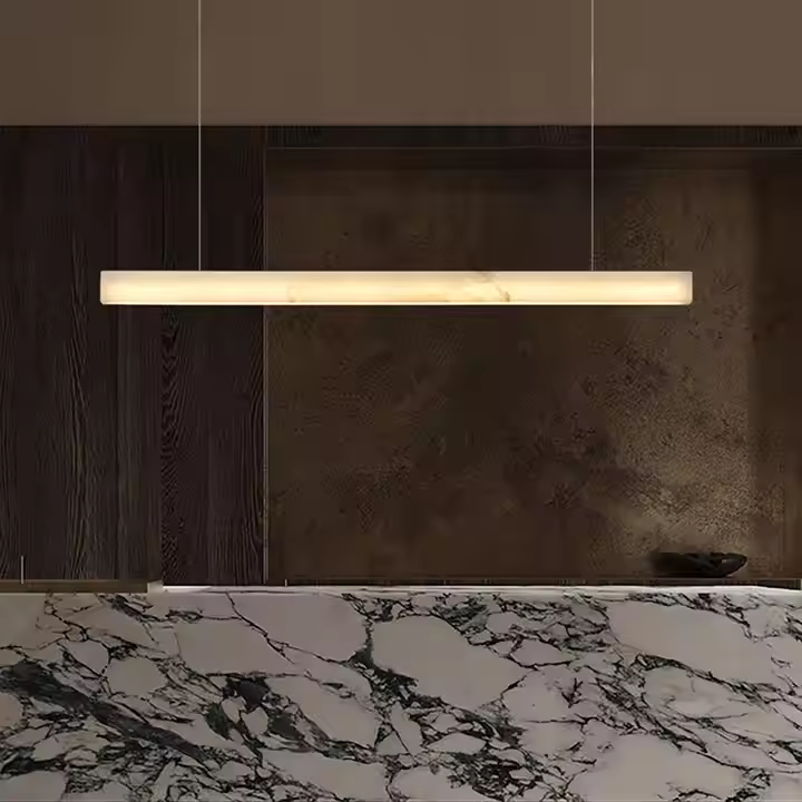Alabaster Dining Table Design Chandelier Restaurant Kitchen Bar Minimalist Decoration Marble Pendant Light Coffee Hanging Light