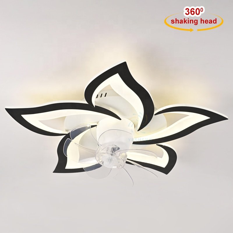 XD156 56cm Small Modern Bladeless Ceiling Fan with Led Light Remote Control Flush Mount Living Room Bedroom