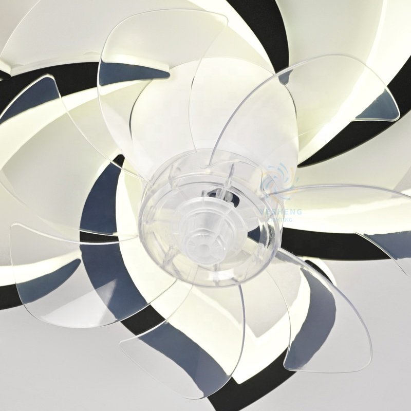 XD156 56cm Small Modern Bladeless Ceiling Fan with Led Light Remote Control Flush Mount Living Room Bedroom