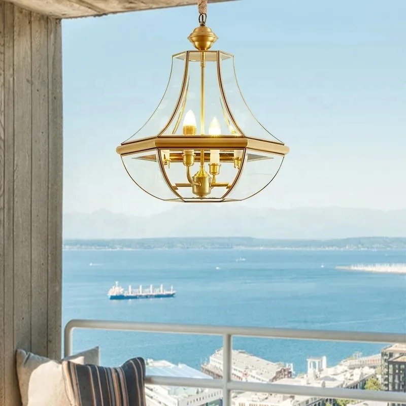 European Luxury All Copper Ceiling Light, Corridor, Study, Balcony, sunlight Room, Grape Rack Chandeliers & Pendant Lights