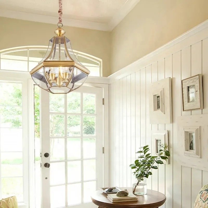 European Luxury All Copper Ceiling Light, Corridor, Study, Balcony, sunlight Room, Grape Rack Chandeliers & Pendant Lights