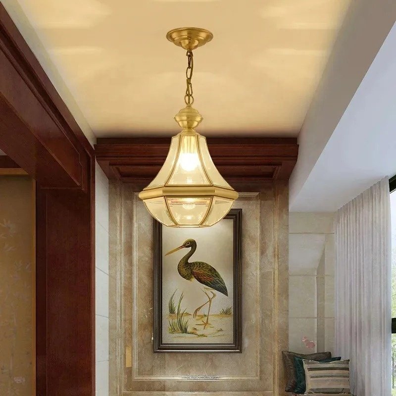 European Luxury All Copper Ceiling Light, Corridor, Study, Balcony, sunlight Room, Grape Rack Chandeliers & Pendant Lights