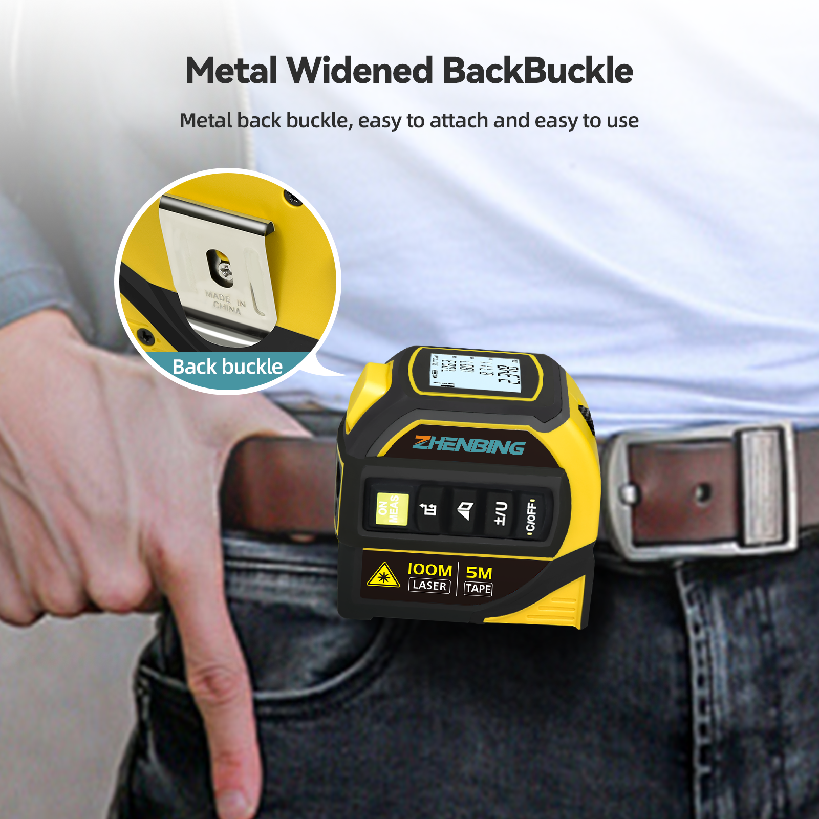 ZHENBING 100m Portable One-button Laser Measurement Auto Lock Steel Tape Measure Electric Angle Laser Distance Meter