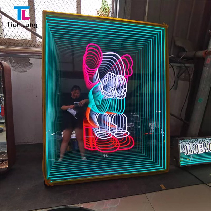 2024 New Customized Product 3D Wall Magic LED Tunnel Infinity Illusion Mirror Infinity Mirror Sign Effect Mirror Neon Sign Led