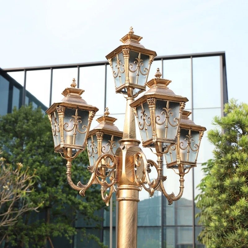 Classic European E27 Garden Lamp Post Outdoor Waterproof LED Street Light Aluminum Antique Garden Lamp Post Courtyard Light