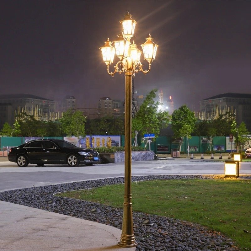 Classic European E27 Garden Lamp Post Outdoor Waterproof LED Street Light Aluminum Antique Garden Lamp Post Courtyard Light