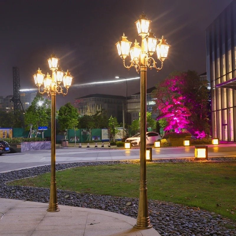 Classic European E27 Garden Lamp Post Outdoor Waterproof LED Street Light Aluminum Antique Garden Lamp Post Courtyard Light