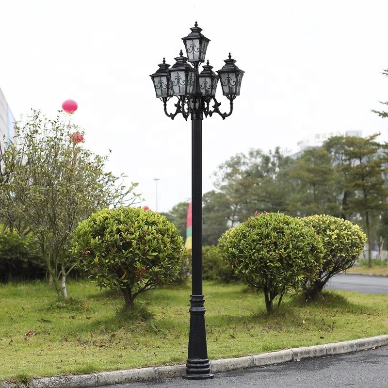 Classic European E27 Garden Lamp Post Outdoor Waterproof LED Street Light Aluminum Antique Garden Lamp Post Courtyard Light