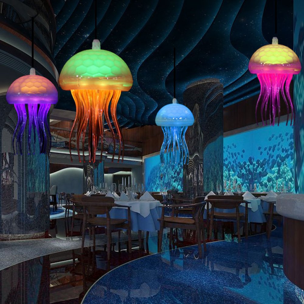 LED Simulation Jellyfish Small Chandelier IP65 Color Changing IP65 Waterproof Restaurant Atmosphere Landscape Decorative Lights